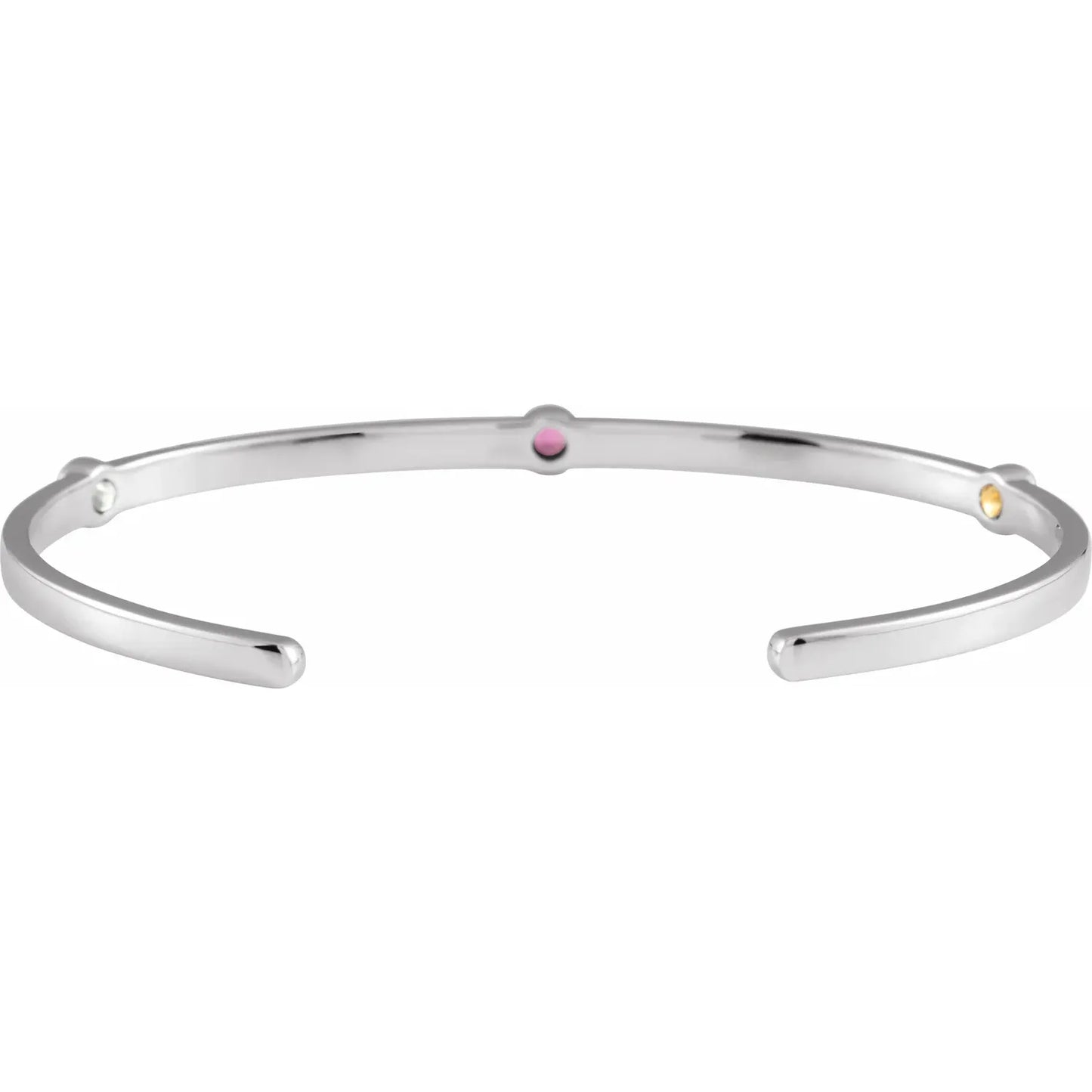 14K White Gold Family Birthstone Cuff Bracelet