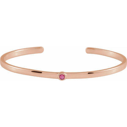 14K Rose Gold Family Birthstone Cuff Bracelet