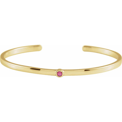 14K Yellow Gold Family Birthstone Cuff Bracelet