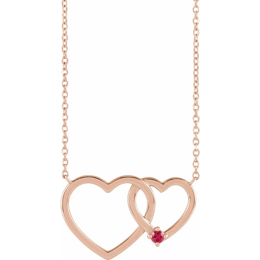 14K Rose Gold Interlocking Heart 18" Necklace