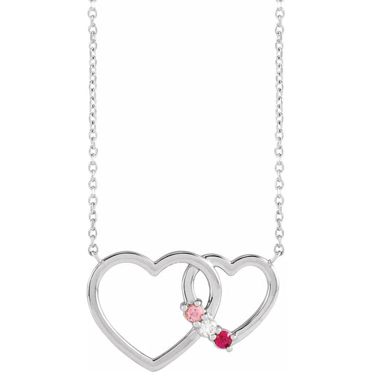 14K White Gold Interlocking Heart 18" Necklace