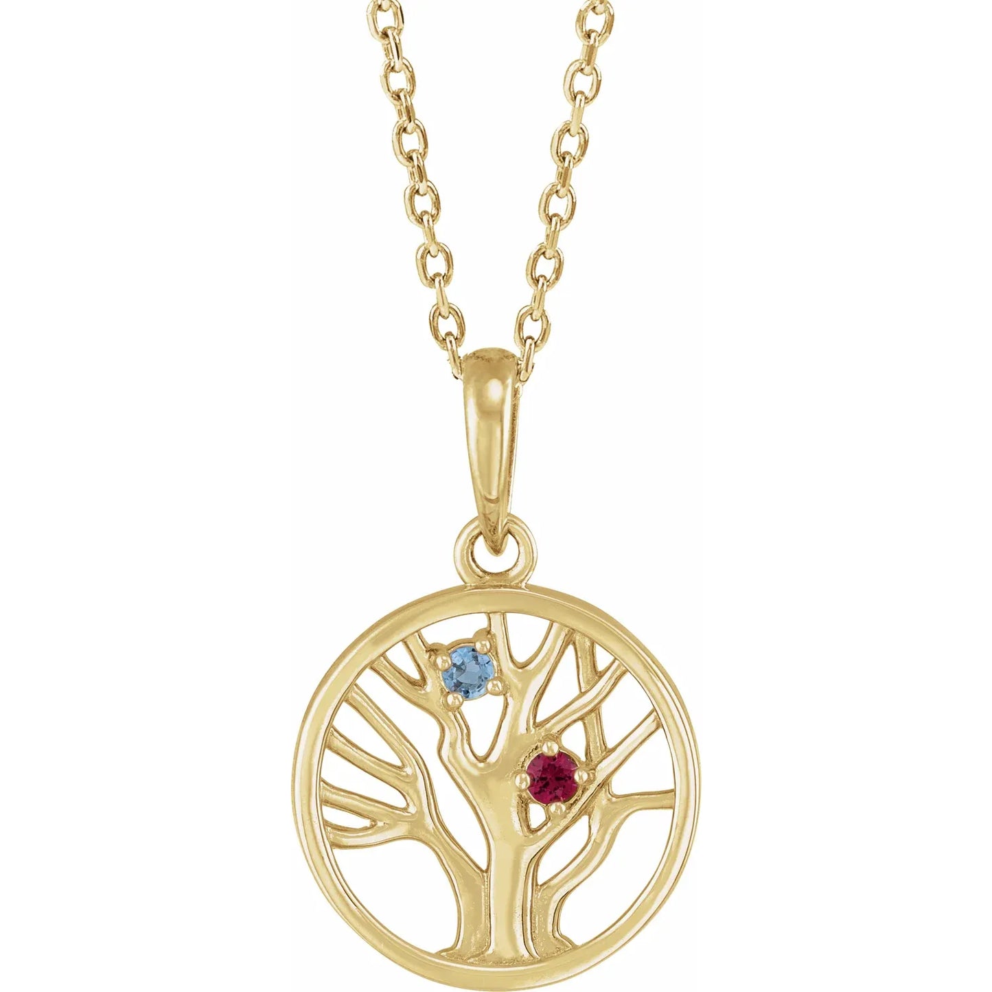 14K Yellow Gold 1.5 mm Round Family Tree 16-18" Necklace