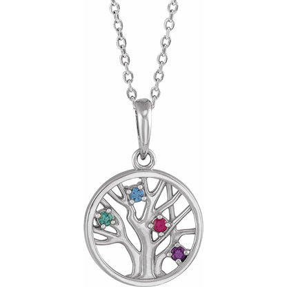 14K White Gold 1.5 mm Round Family Tree 16-18" Necklace