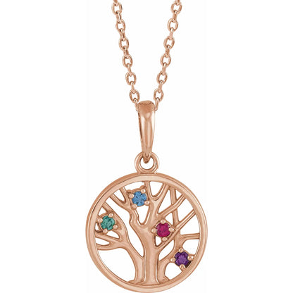 14K Rose Gold 1.5 mm Round Family Tree 16-18" Necklace