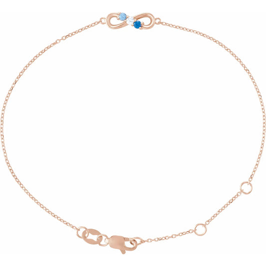 14K Rose Gold Infinity-Inspired Family Birthstone Bracelet