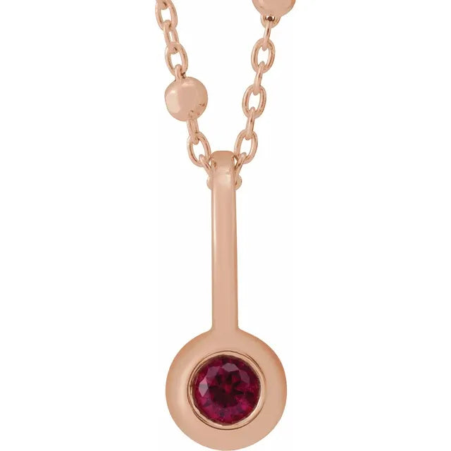 14K Rose Gold Vertical Family Bar 18" Necklace