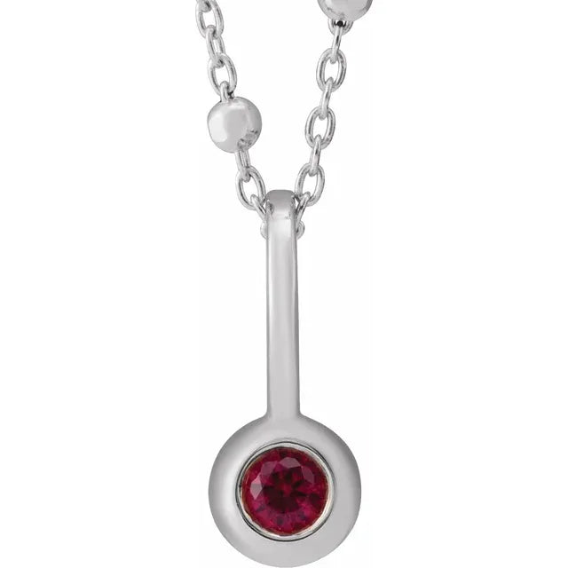 14K White Gold Vertical Family Bar 18" Necklace