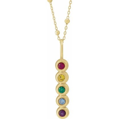 14K Yellow Gold Vertical Family Bar 18" Necklace