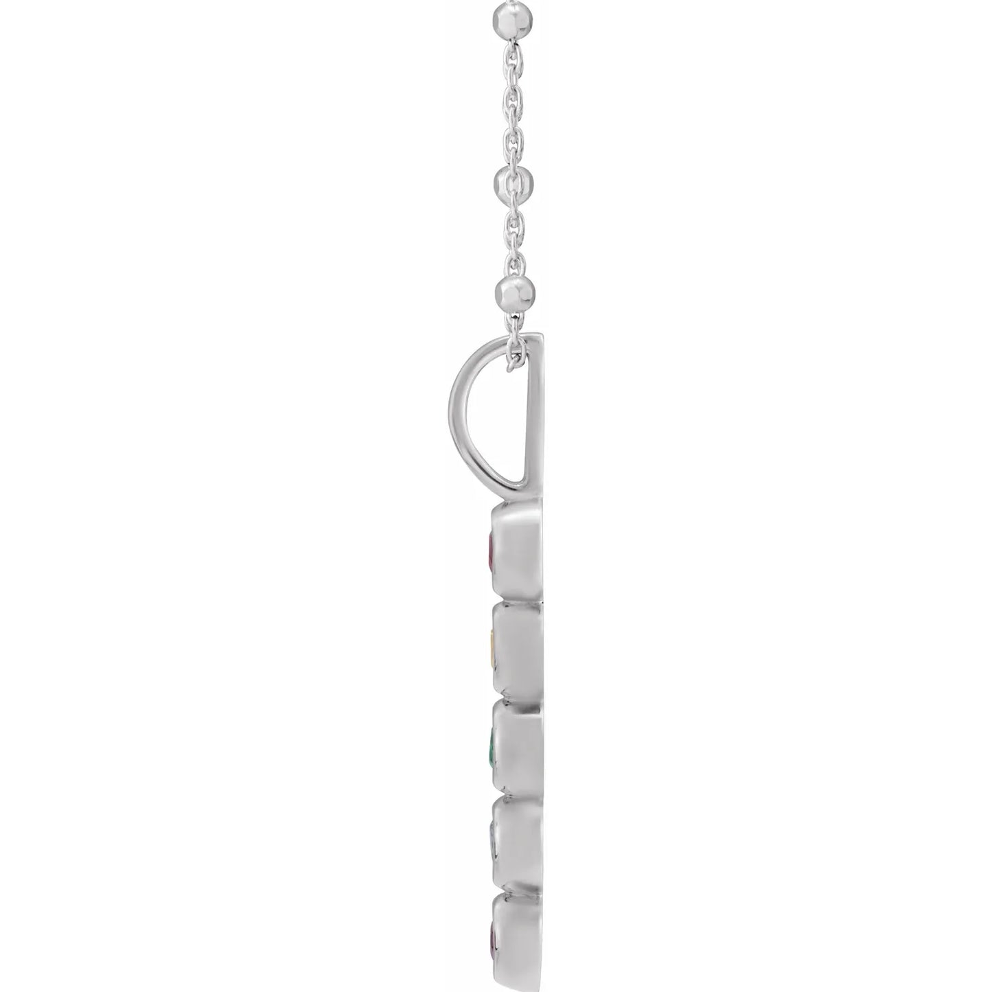14K White Gold Vertical Family Bar 18" Necklace