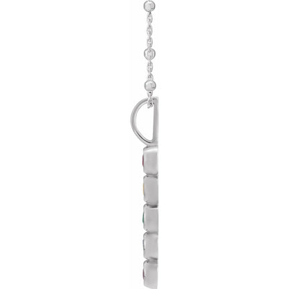 14K White Gold Vertical Family Bar 18" Necklace