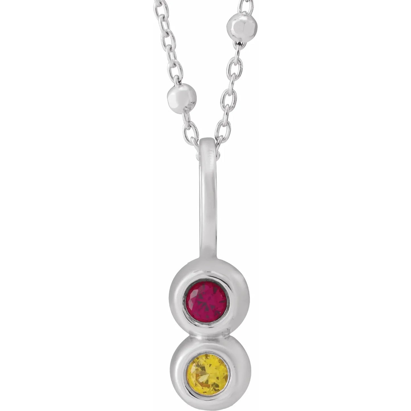14K White Gold Vertical Family Bar 18" Necklace