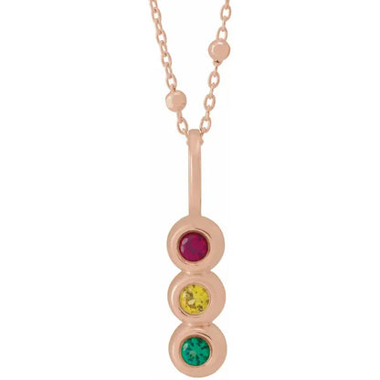 14K Rose Gold Vertical Family Bar 18" Necklace