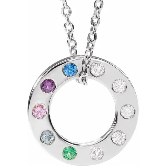 14K White Gold .07 CTW Natural Diamond Loop Family 16-18" Necklace