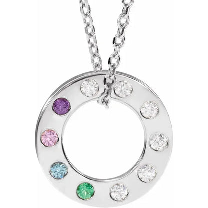 14K White Gold .07 CTW Natural Diamond Loop Family 16-18" Necklace