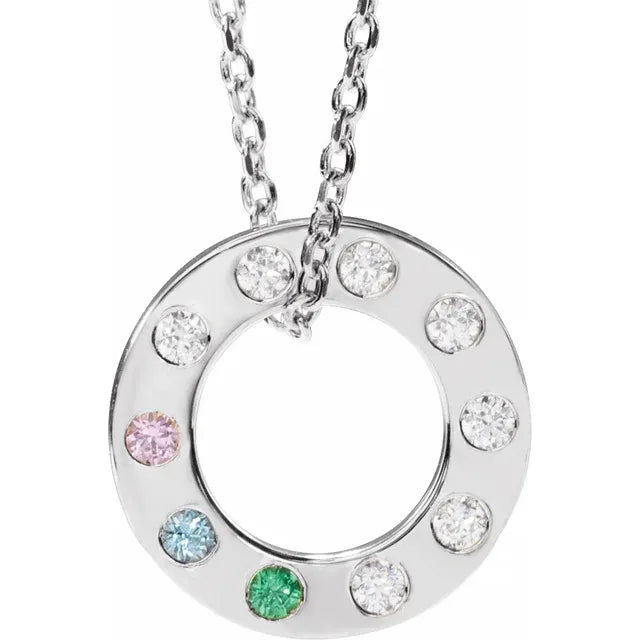 14K White Gold .07 CTW Natural Diamond Loop Family 16-18" Necklace