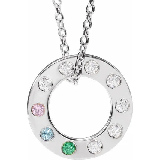 14K White Gold .07 CTW Natural Diamond Loop Family 16-18" Necklace