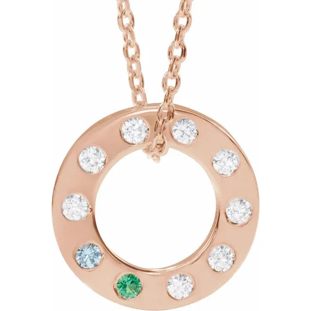 14K Rose Gold .07 CTW Natural Diamond Loop Family 16-18" Necklace