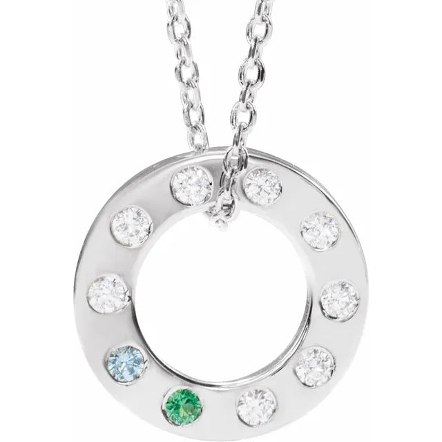 14K White Gold .07 CTW Natural Diamond Loop Family 16-18" Necklace