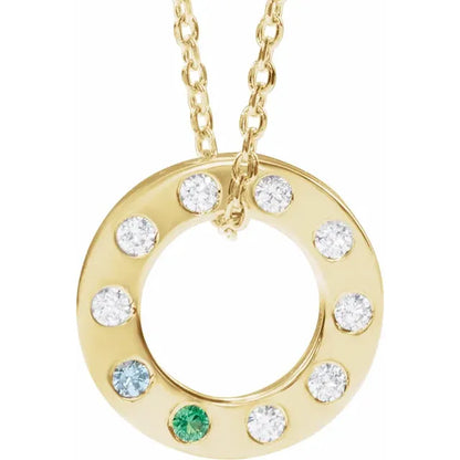 14K Yellow Gold .07 CTW Natural Diamond Loop Family 16-18" Necklace