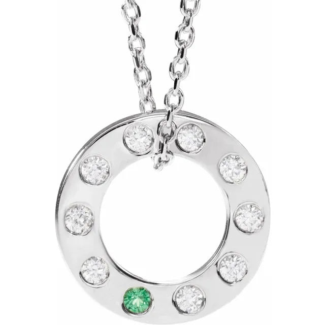 14K White Gold .07 CTW Natural Diamond Loop Family 16-18" Necklace