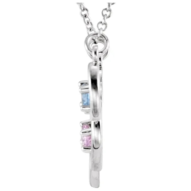 14K White Gold Connected Heart Family Necklace