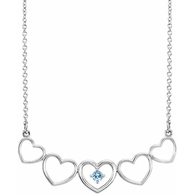 14K White Gold Connected Heart Family Necklace