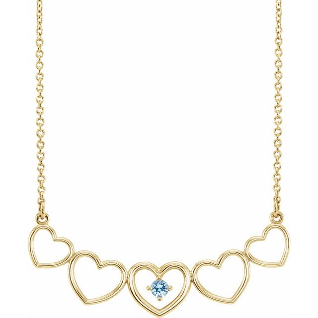 14K Yellow Gold Connected Heart Family Necklace