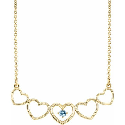14K Yellow Gold Connected Heart Family Necklace