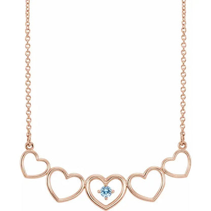 14K Rose Gold Connected Heart Family Necklace
