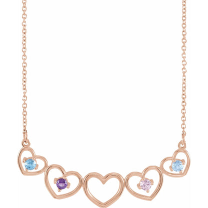 14K Rose Gold Connected Heart Family Necklace