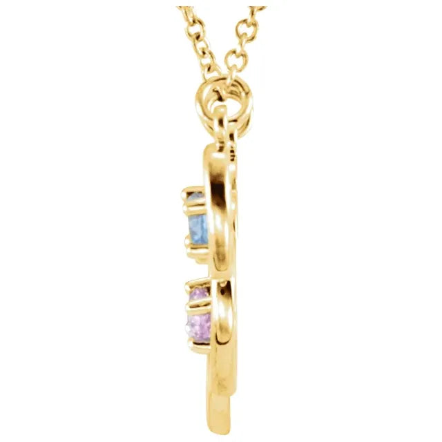 14K Yellow Gold Connected Heart Family Necklace