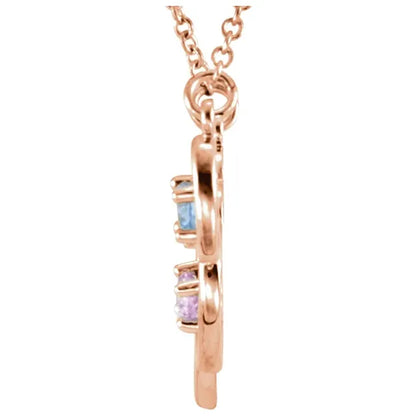 14K Rose Gold Connected Heart Family Necklace