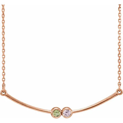 14K Rose Gold Family Birthstone Bezel-Set Bar 16-18" Necklace
