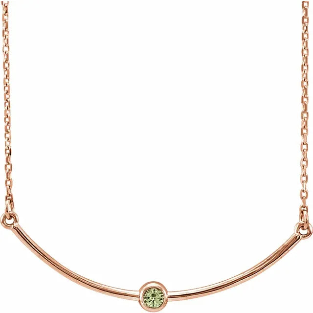 14K Rose Gold Family Birthstone Bezel-Set Bar 16-18" Necklace