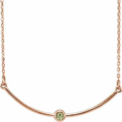 14K Rose Gold Family Birthstone Bezel-Set Bar 16-18" Necklace