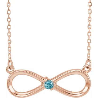 14K Rose Gold  Infinity Inspired Family Birthstone Necklace with 18" chain