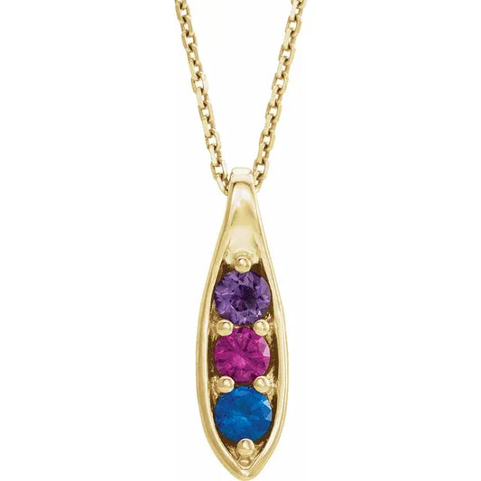 14K Yellow Gold Family Peas in a Pod 16-18" Necklace