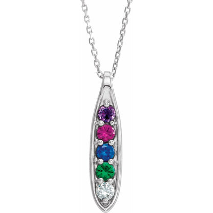 14K White Gold Family Peas in a Pod 16-18" Necklace
