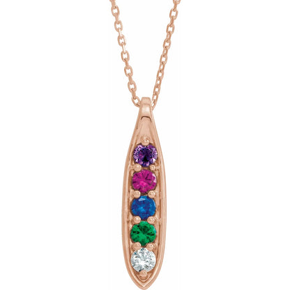 14K Rose Gold Family Peas in a Pod 16-18" Necklace