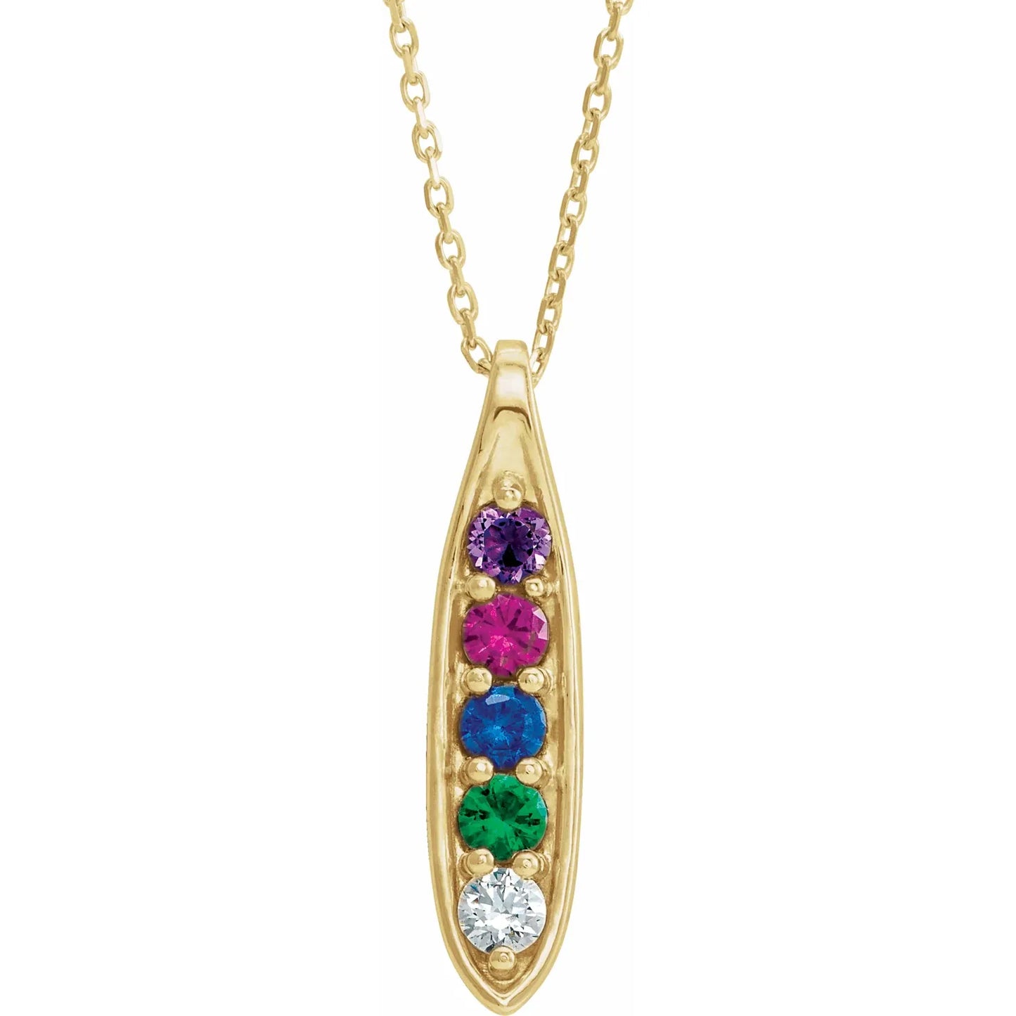 14K Yellow Gold Family Peas in a Pod 16-18" Necklace