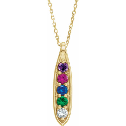 14K Yellow Gold Family Peas in a Pod 16-18" Necklace