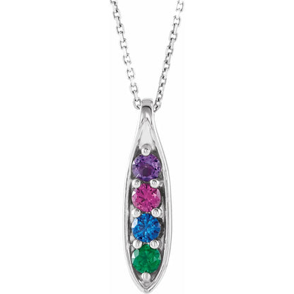 14K White Gold Family Peas in a Pod 16-18" Necklace