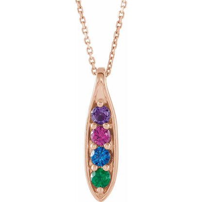 14K Rose Gold Family Peas in a Pod 16-18" Necklace