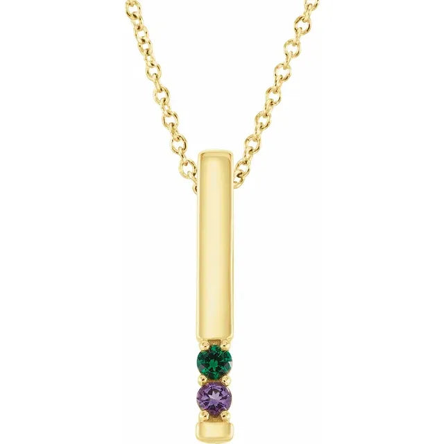 14K Yellow Gold Family Birthstone Bar 16-18" Necklace