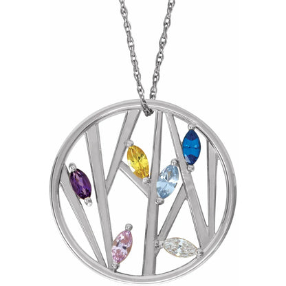 14K White Gold Tree Branch Family 16-18" Necklace