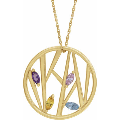 14K Yellow Gold Tree Branch Family 16-18" Necklace