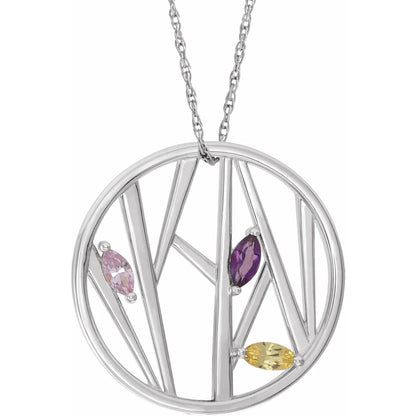 14K White Gold Tree Branch Family 16-18" Necklace
