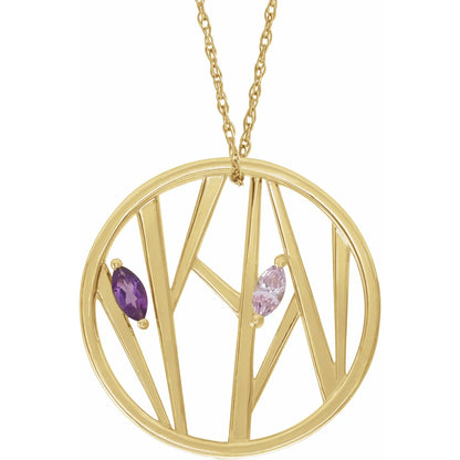 14K Yellow Gold Tree Branch Family 16-18" Necklace