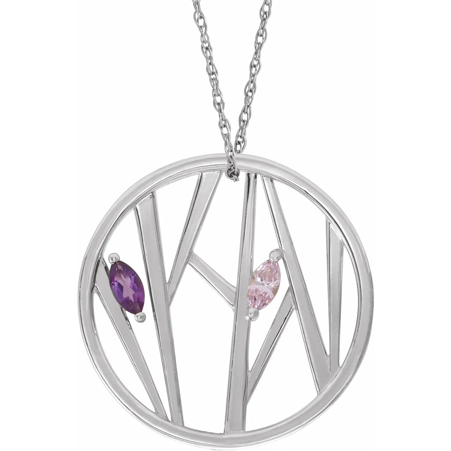14K White Gold Tree Branch Family 16-18" Necklace