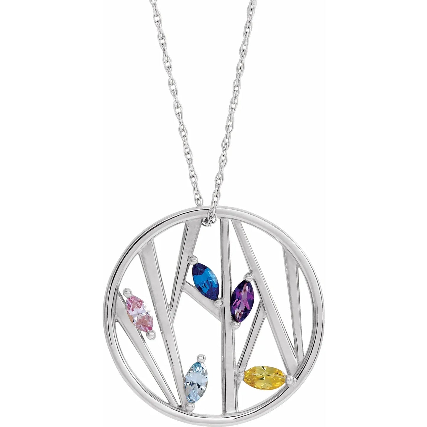 14K White Gold Tree Branch Family 16-18" Necklace